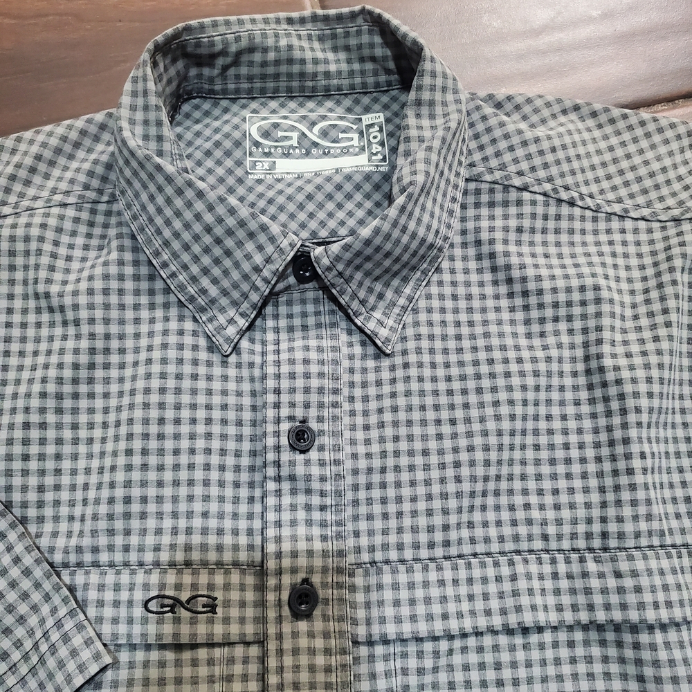 GameGuard Outdoor Shirt Mens 2XL  Vented UPF Fishing Short Sleeve Button Down